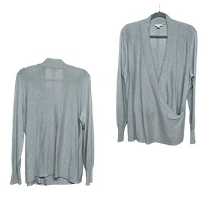 J. Jill Lightweight Long Sleeve Faux Wrap Pullover Sweater Sz Medium Soft Teal